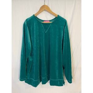 Woman Within 2x dark green velvet top